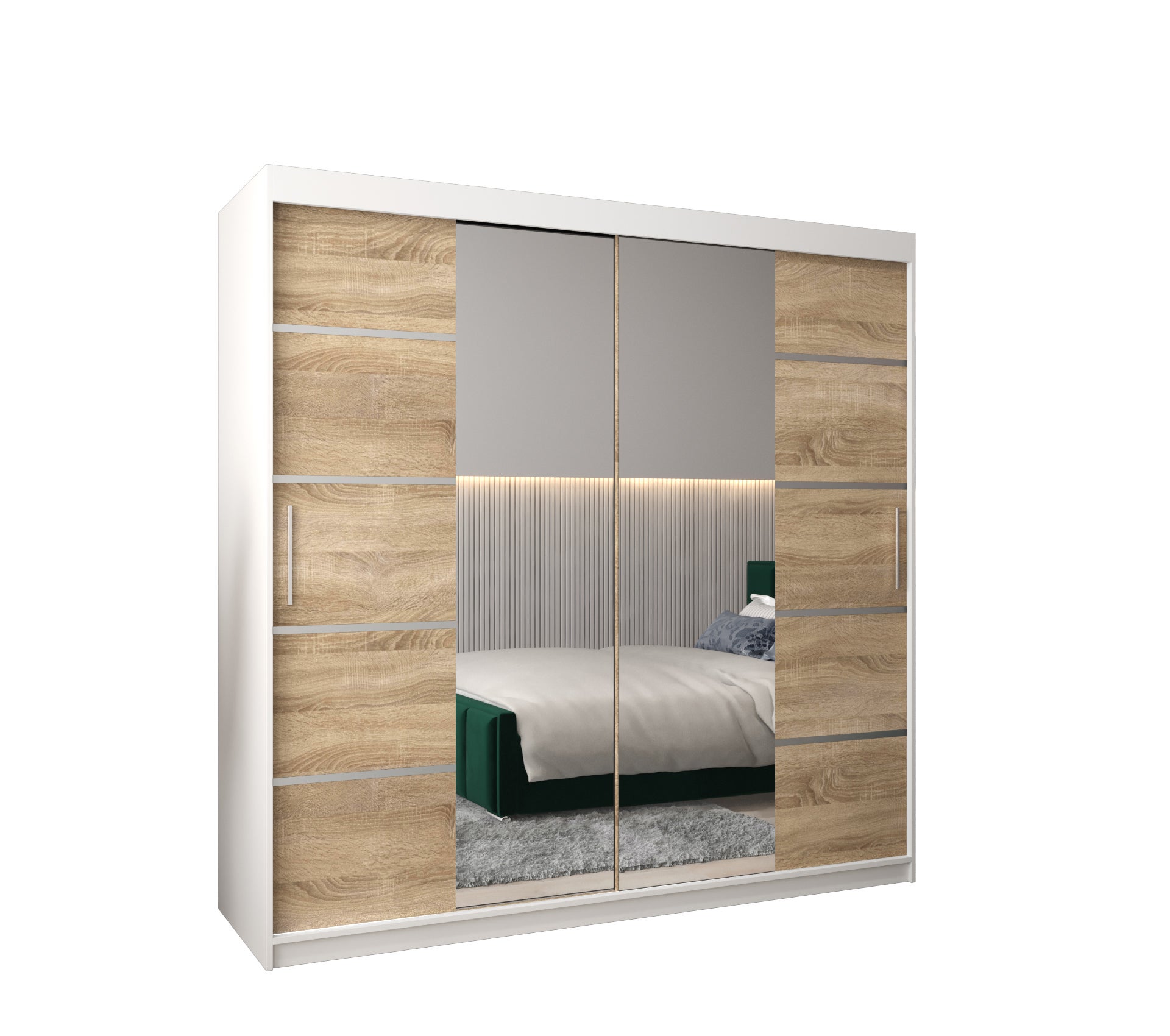 Szafa przesuwna garderoba Verona 4 200 x 62 x 200 cm Biały + Sonoma - Abiks Meble