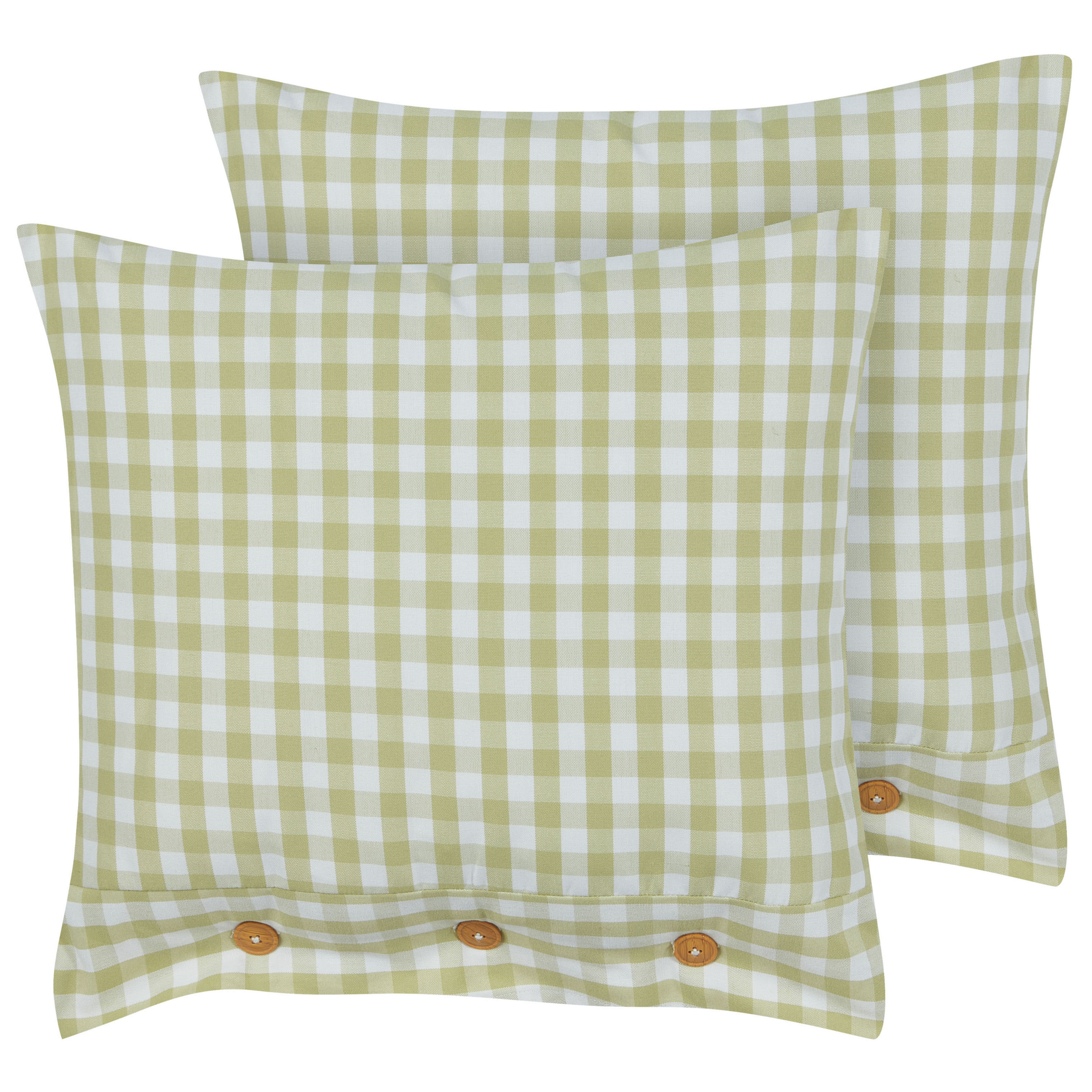 Beliani conjunto de 2 cojines talya 45 x 45 cm de cuadros verde oliva