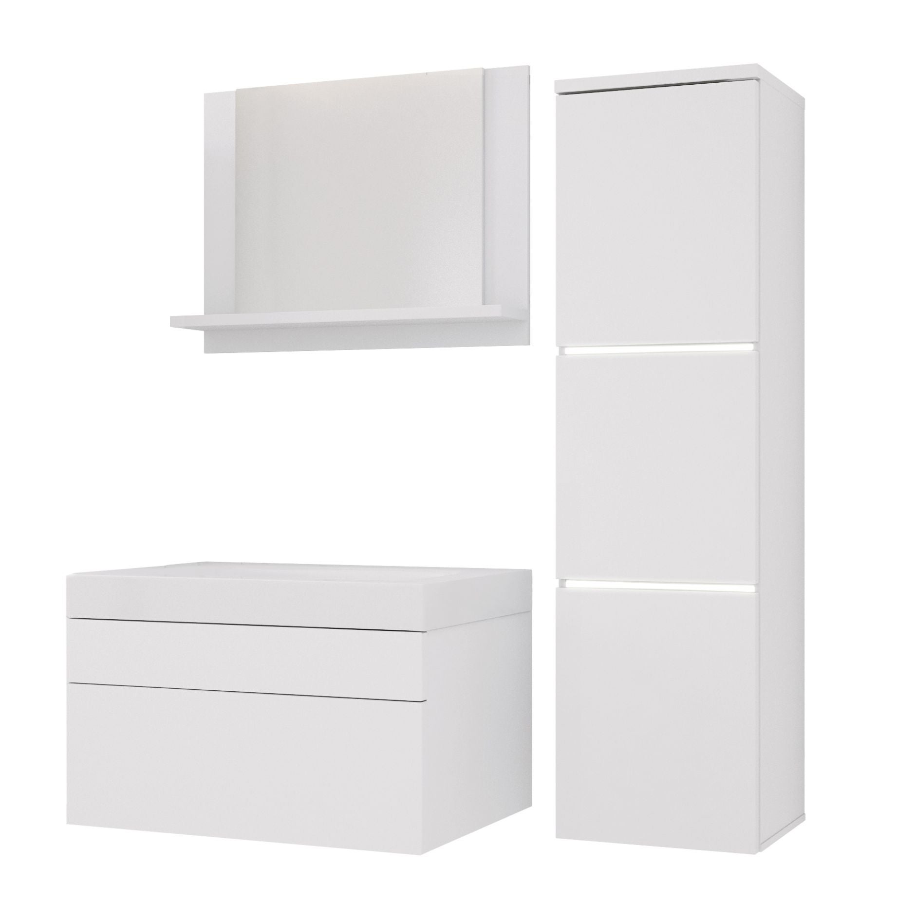 Zestaw mebli łazienkowych, Matowa biel, 90 x 110 cm