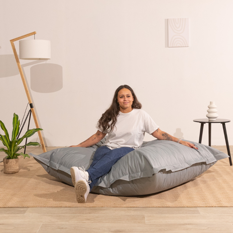 Pouf extérieur imperméable anti-uv déhoussable BANANAIR 140 x 180 cm gris clair - 9