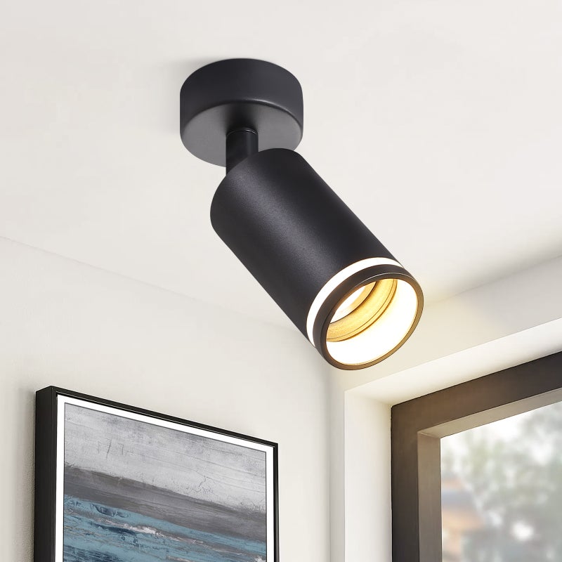 NETTLIFE Czarny Reflektorowa sufitowy 1 żarówka nowoczesna lampa sufitowa GU10 regulowane Reflektoroway wewnętrzne metalowe