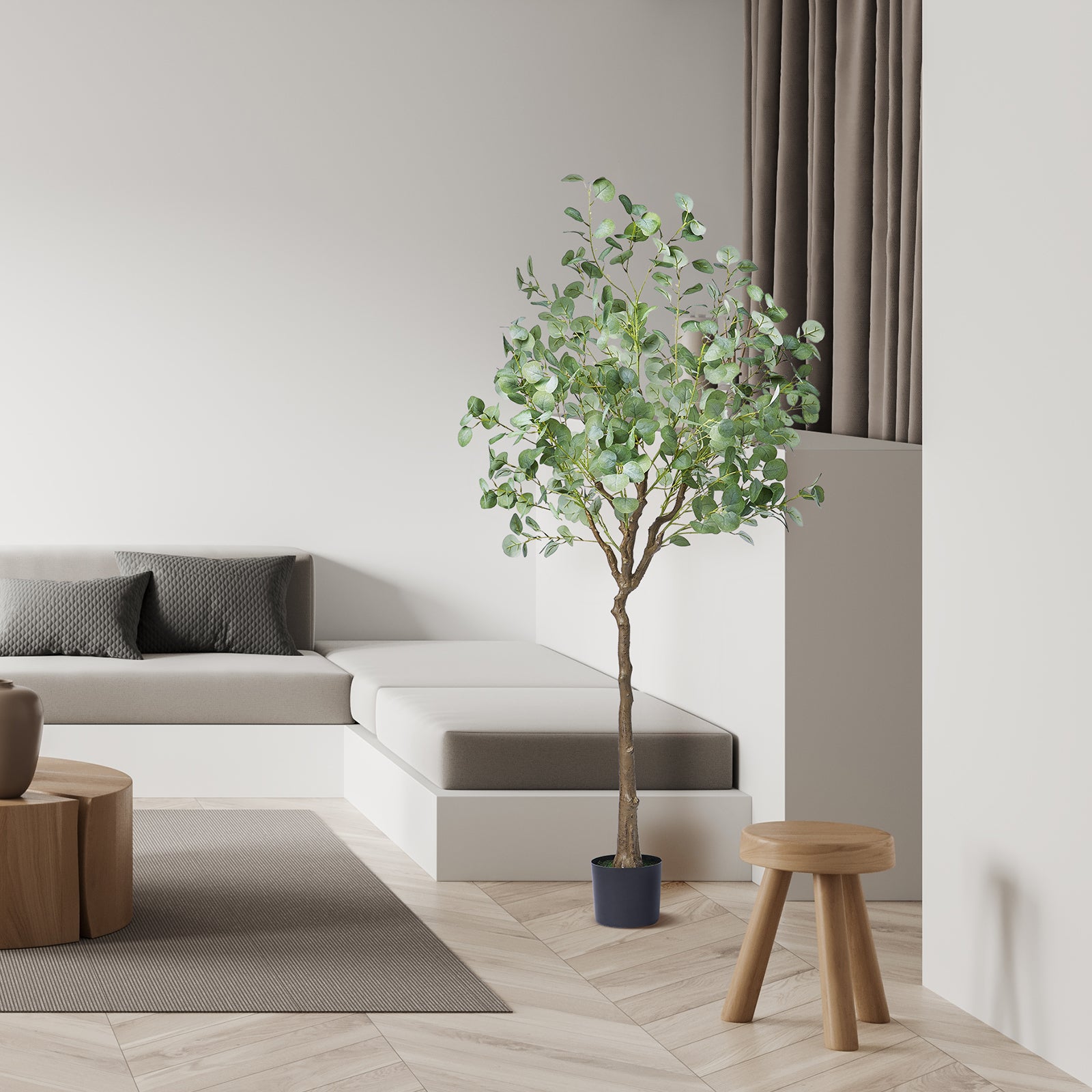 Arbre Artificiel VEVOR 181 cm Plante Artificielle PE Haut Eucalyptus Faux Arbre Vert avec Pot 170x145 mm Decoration de Style Fausse Plante pour Maison - 7