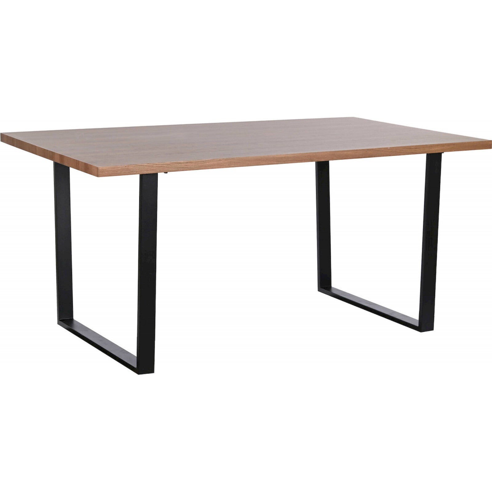 Table à Manger Rectangulaire 6 Places - Plateau Marron, Piétement Acier Noir - L160 L90 H75