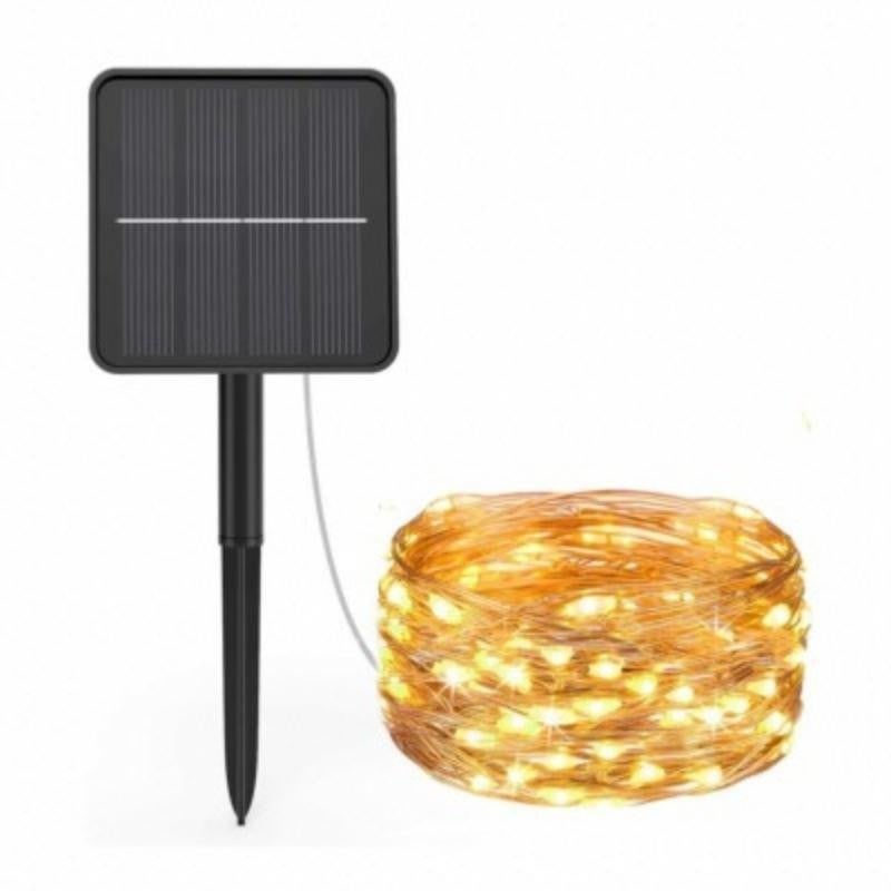 Solar LED String 10M 100LED IP65 8 Modos - Blanco Cálido - SILUMEN ...