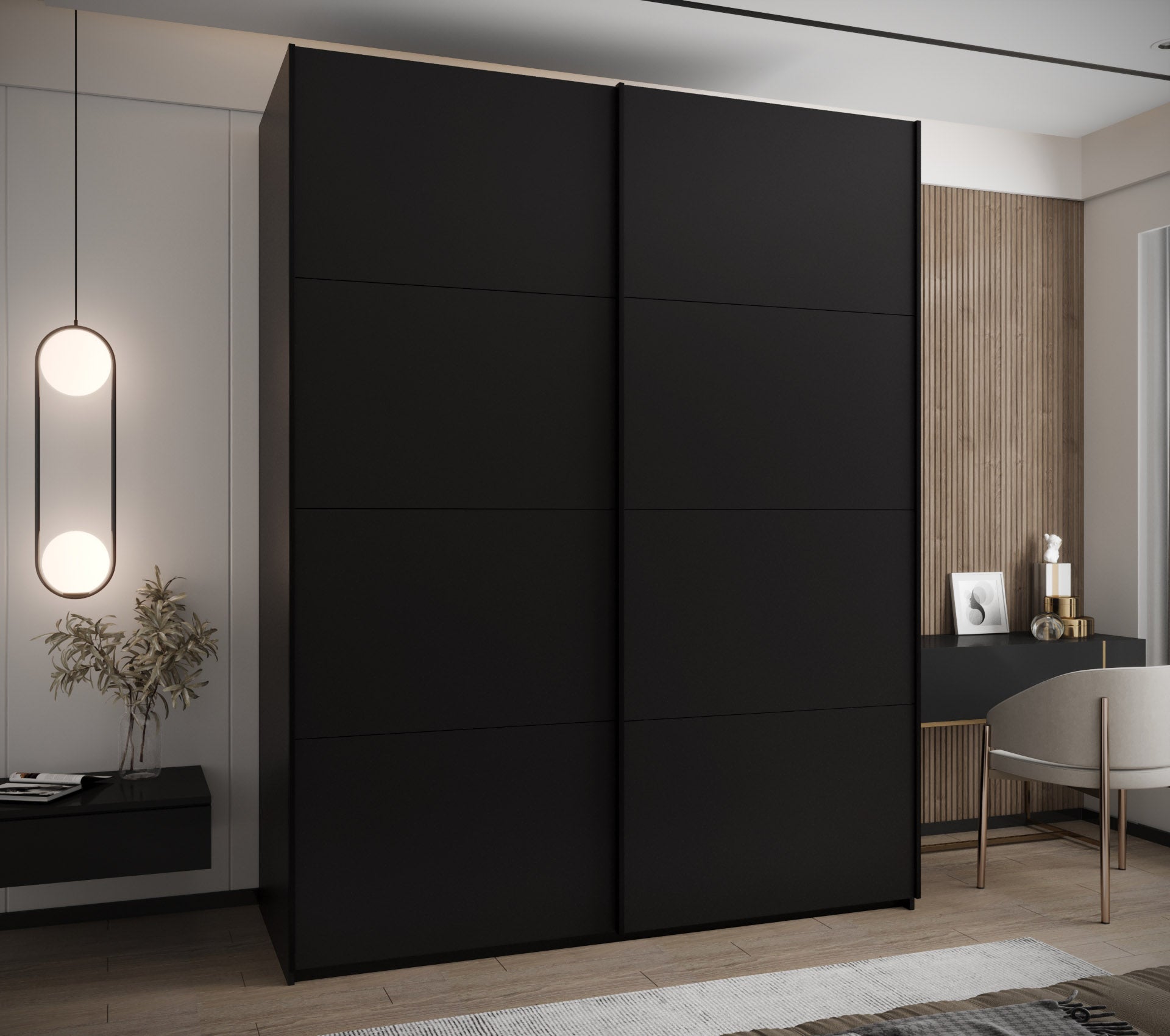 Szafa przesuwna wysoka Lux 1 200 x 64 x 245,5 cm czarny + czarny + u. czarny - Abiks Meble - 2