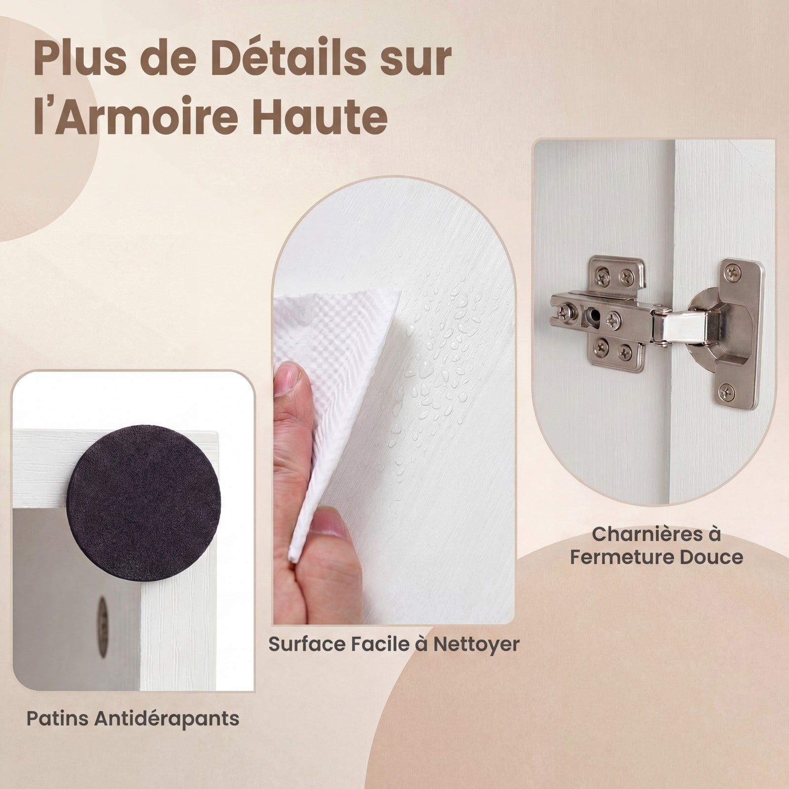 Mobiletto da Bagno Alto 171,5 CM, Armadietto da Terra con 4 Ante e 1 Cassetto, Vano Aperto, Ripiani Regolabili, Organizer Moderno in Legno per Bagno - 7