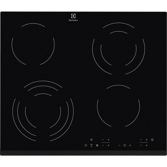 Electrolux EHF6343FOK table de cuisson Noir Intégré (placement) 60 cm Céramique 4 zone(s)
