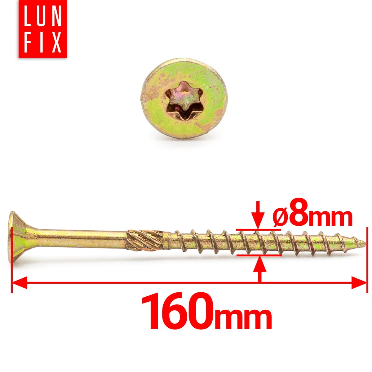 Wkręty ciesielskie z łbem stożkowym 8x160mm 50szt. - 2