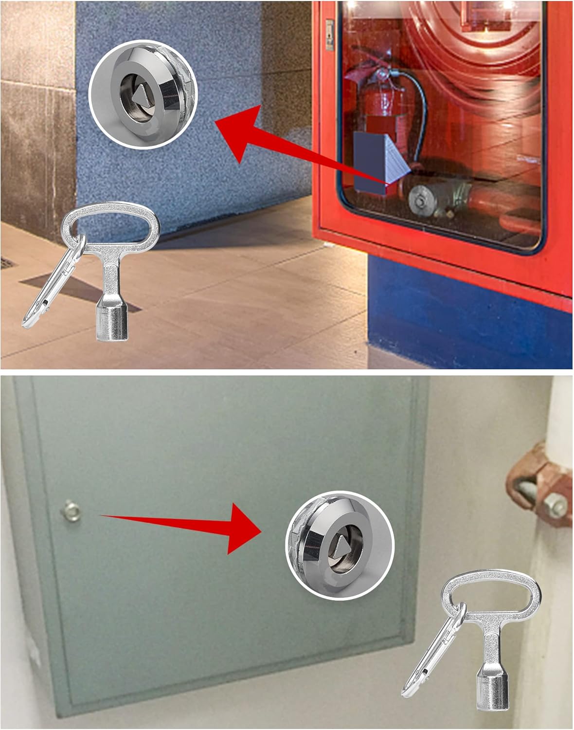 Triangle Poubelle Clé Poubelle Jaune Triangulaire Clef Triangle à Douille en Métal pour Compteur Gaz Ascenseurs Armoire Electriques Coffret - 3