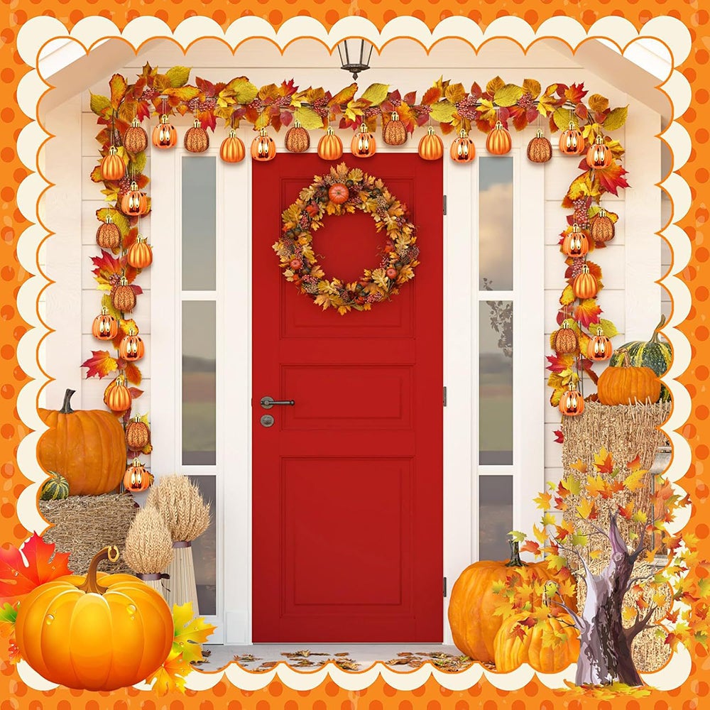 Juego de 12 adornos de bolas de calabaza, decoraciones para árbol de Navidad, mini bolas pintadas, ideales para decoraciones de fiestas. - 9