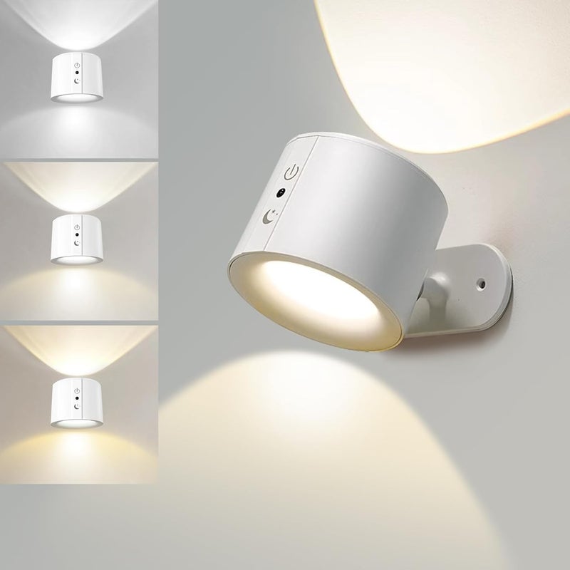 Magnetyczna lampa ścienna/nocna LED, 3 regulowane temperatury barwowe, odpowiednia do czytania w sypialni (biała, 1 sztuka).