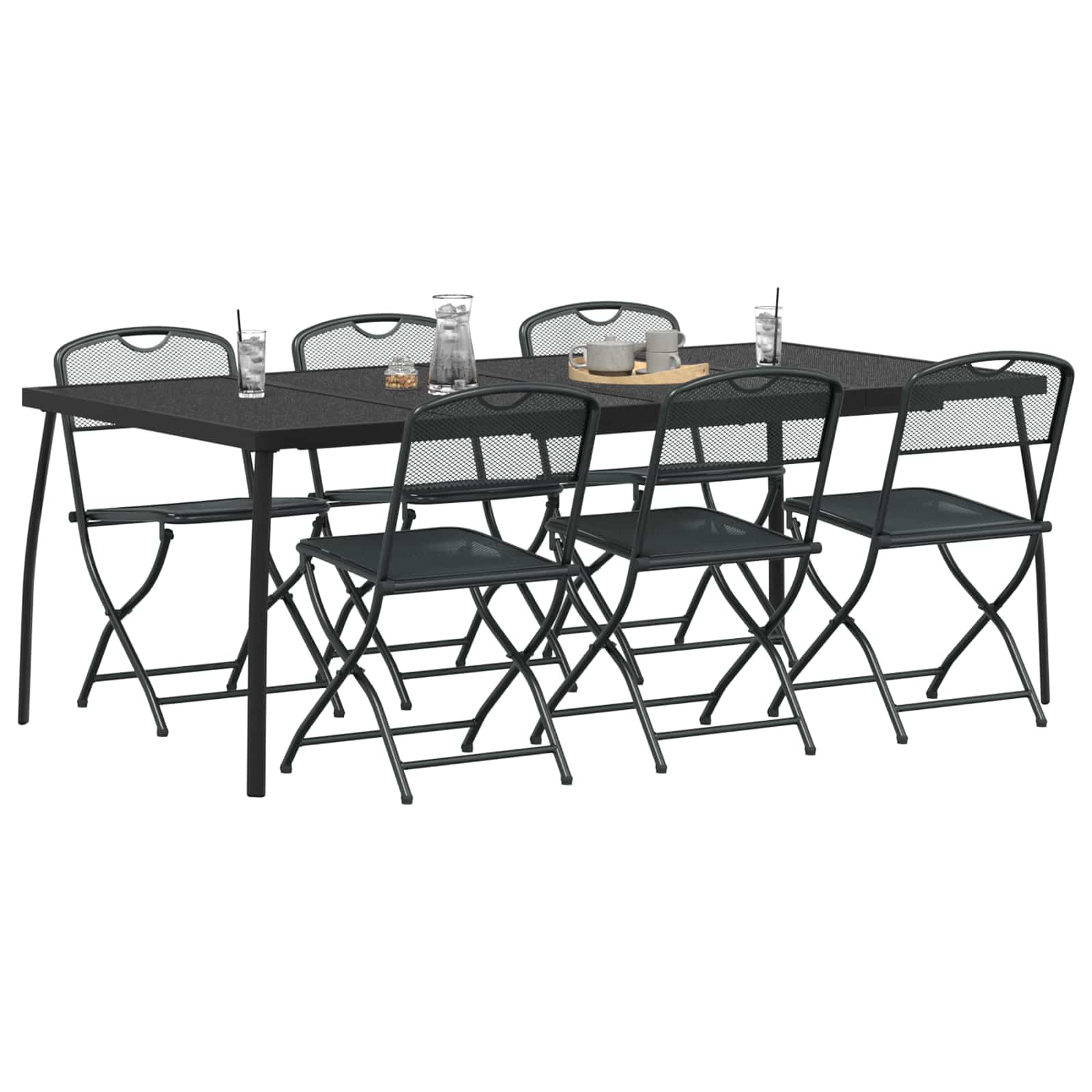 Juego de muebles de exterior 7 pcs Gris antracita vidaXL - 4