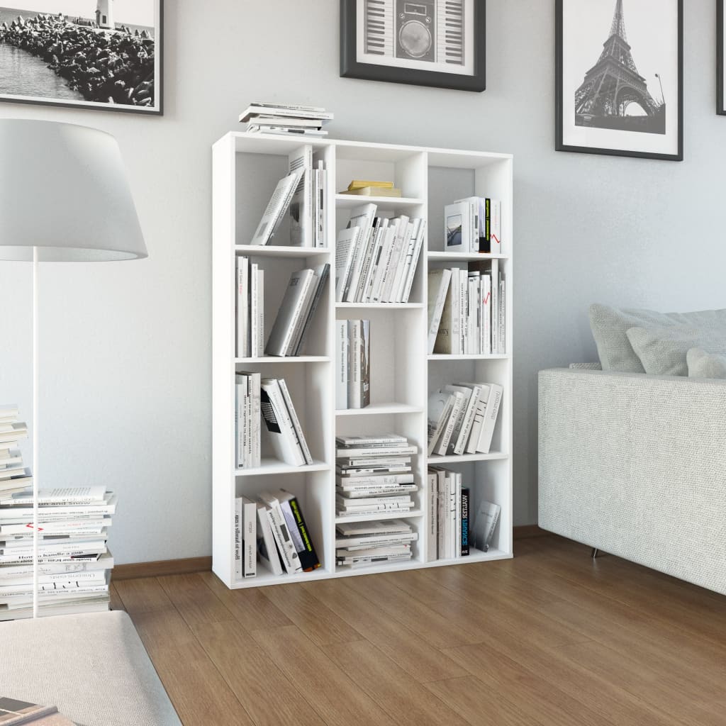 Étagère Bibliothèque Design Béton Blanc Vicco - 5 étagères - 162 Cm - Autoportante