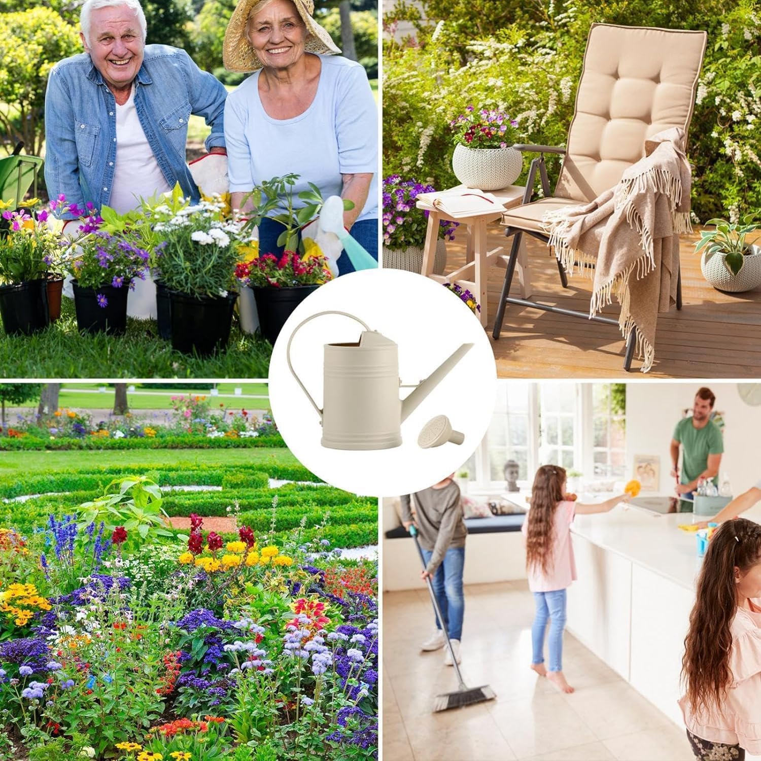 Arrosoir de jardin 2 l - Petit arrosoir pour plantes d'intérieur - Avec douchette amovible - En plastique - Pour l'intérieur et l'extérieur - Beige - 8