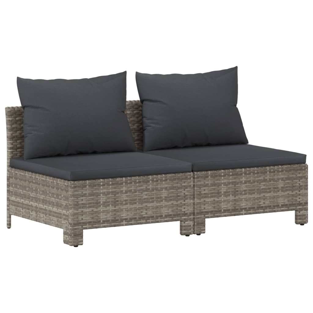 The Living Store - Salon de jardin 8 pcs avec coussins Gris Résine tressée - 7