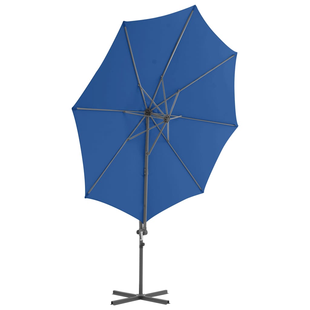 Parasol déporté avec mât en acier Bleu azuré 300cm - 4