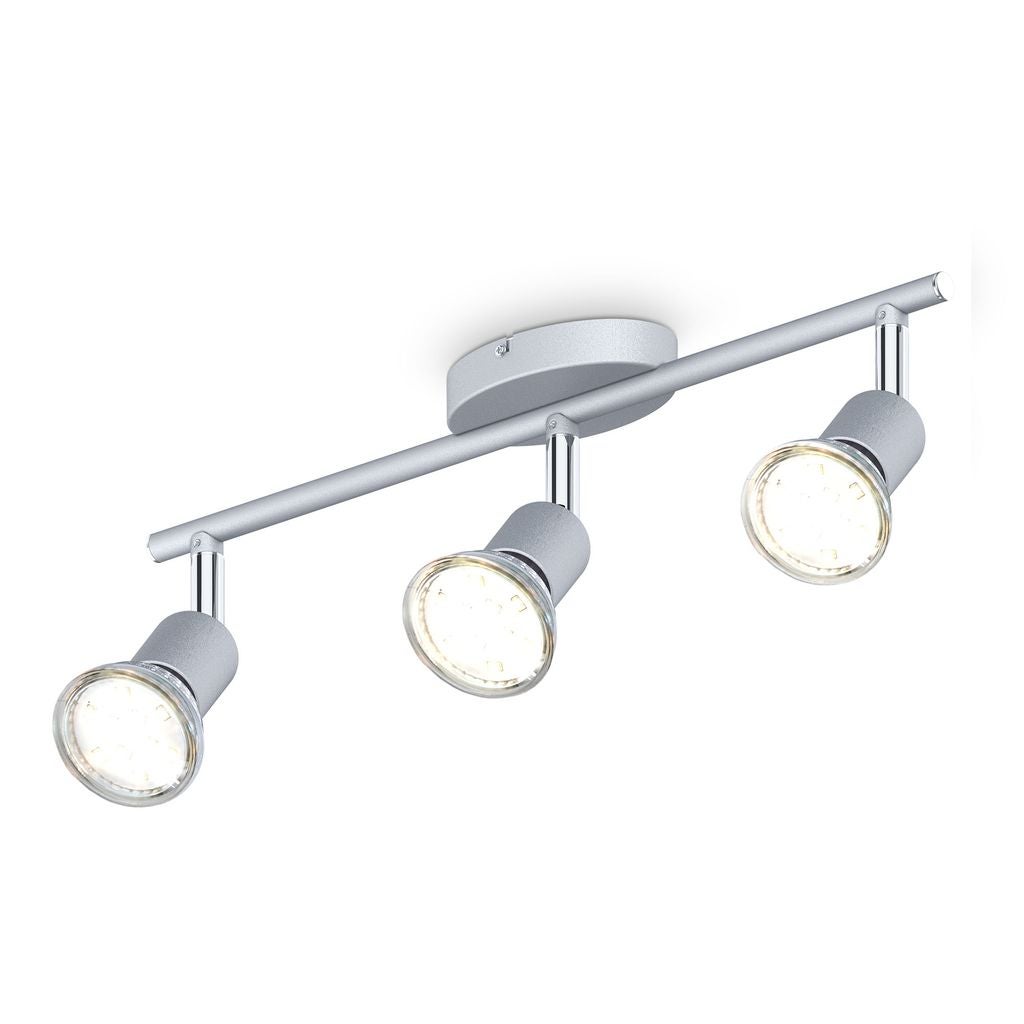 Plafonnier LED Moderne 3 Spots - Nickel Mat - Blanc Chaud 3000K - 350x350 Mm
