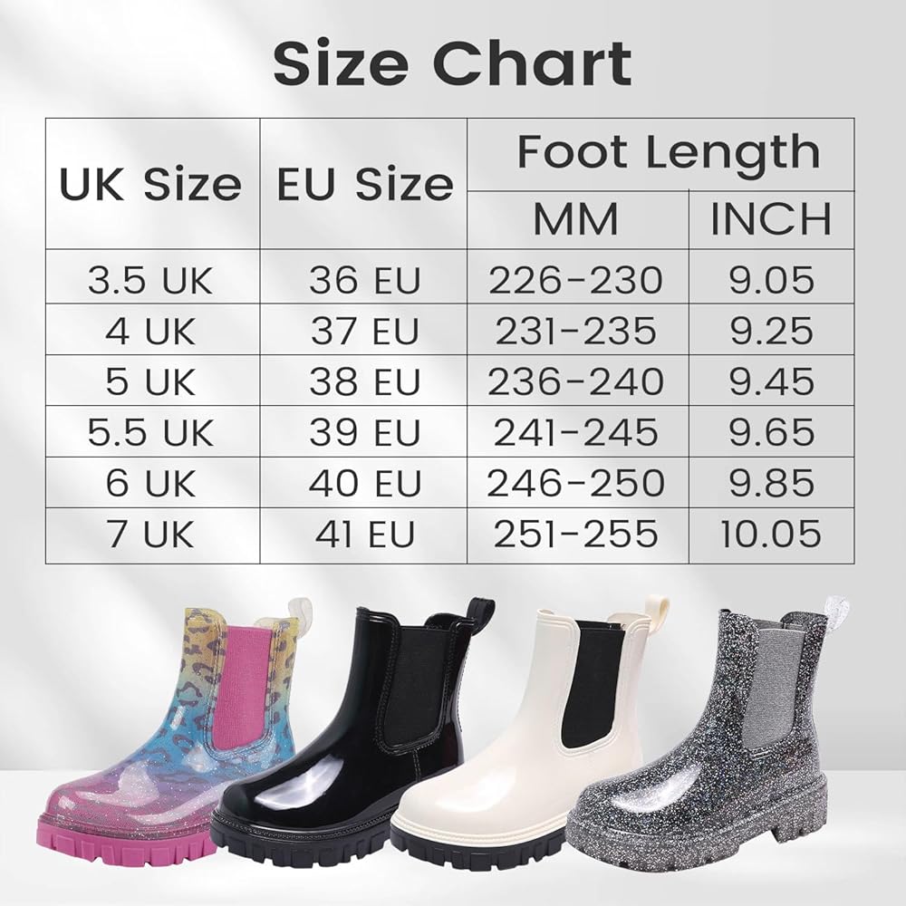 Bottes de Pluie Femme Courtes Botte Caoutchouc Antidérapant Chelsea Bottines Confortables Imperméable Chaussures pour Résistant à l'eau（Noir，38 EU） - 7