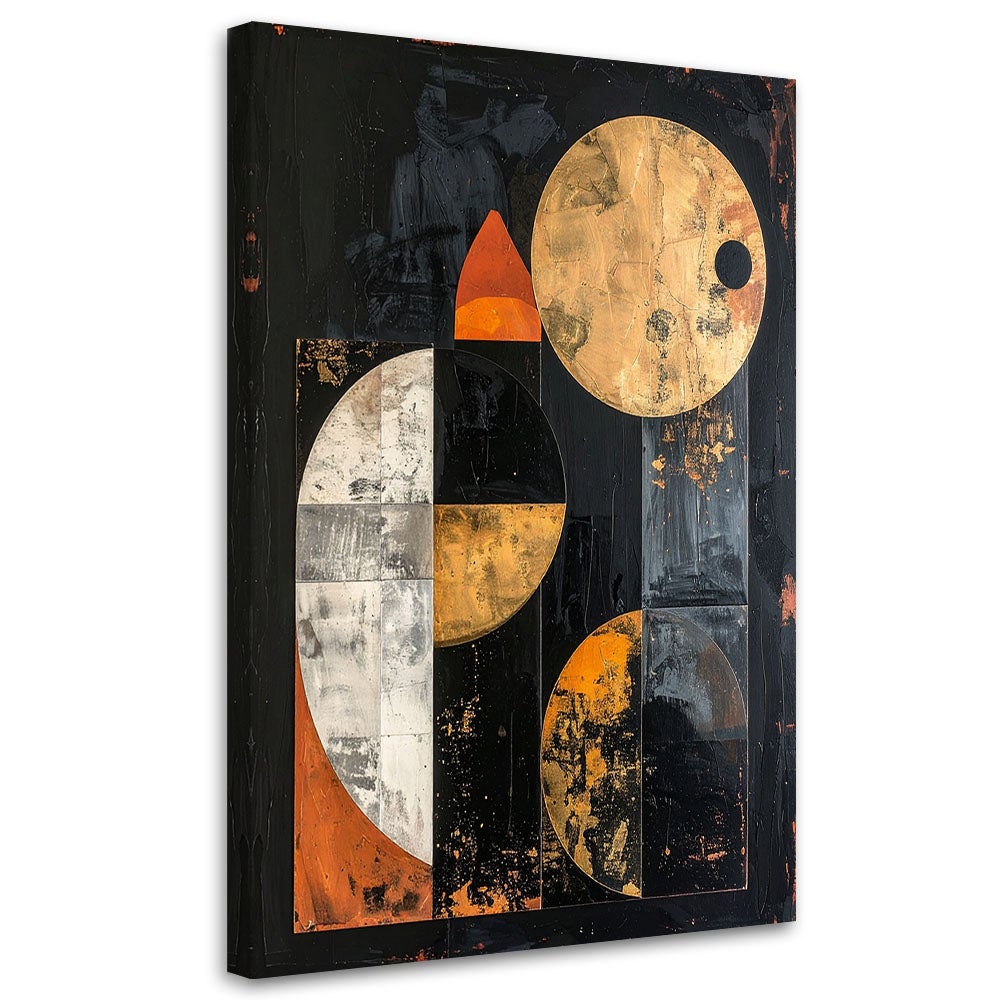 Obraz do salonu sypialni, Abstrakcja geometryczna złoto czarna w stylu glamour 20x30