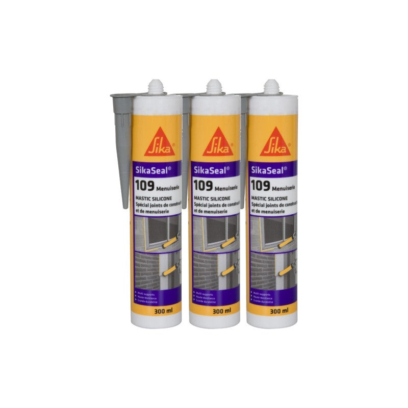 SIKA - SikaSeal-110 Falegnameria & Vetri, Antracite, Sigillante Silicone Neutro Professionale: Calafataggio Di Giunti Di Costruzione E Falegnamerie, Multi-staffe, 300 Ml