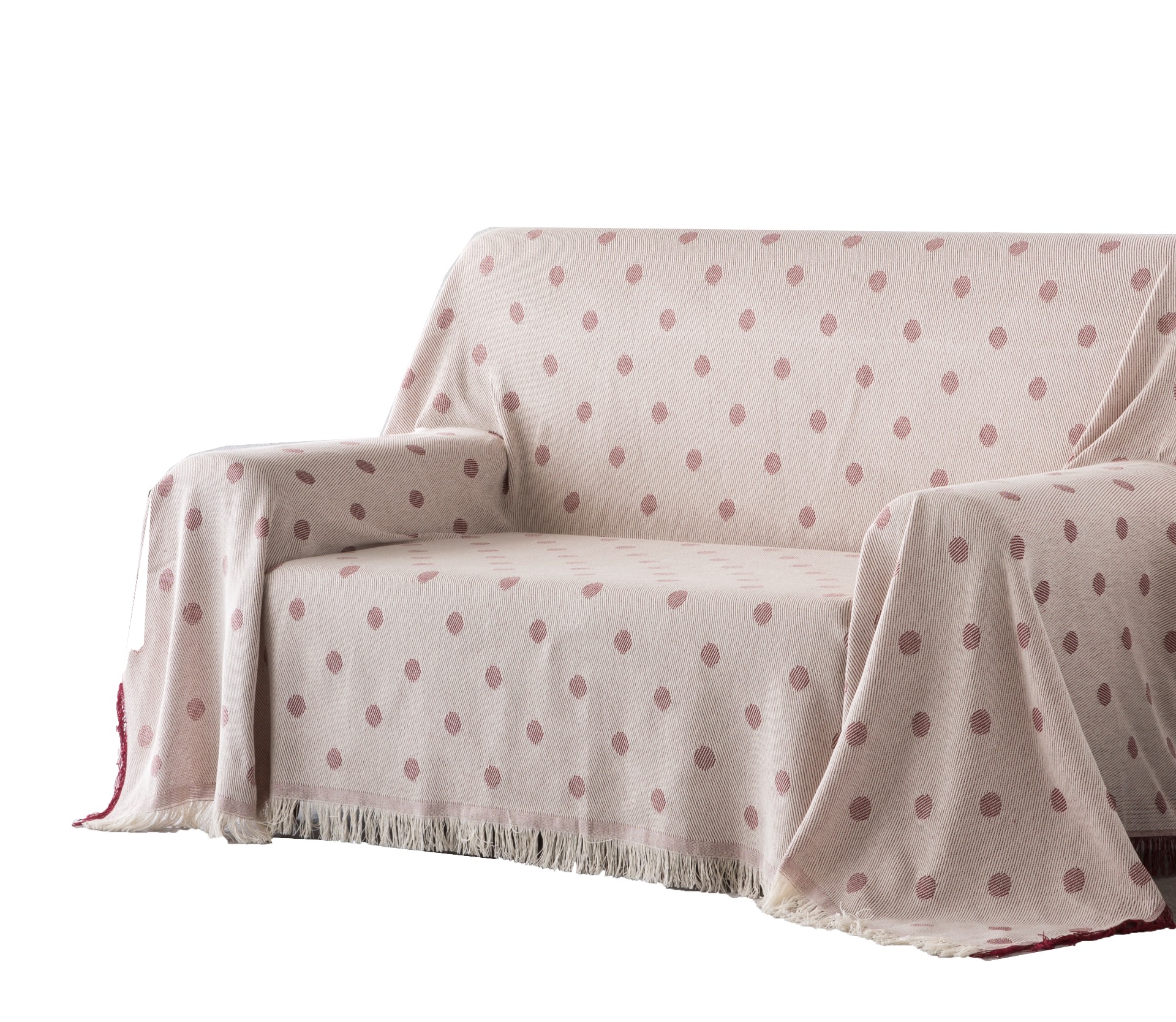 Estoralis | plaid multiusos tejido jacqard | con fleco ( 180x260 cm. anchoxalto ) modelo lunares color rojo
