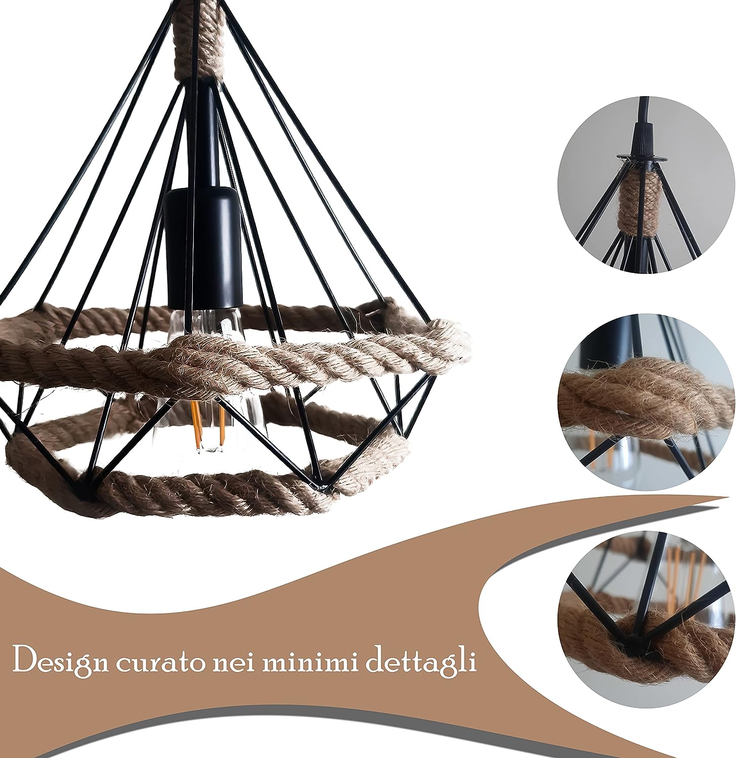 Lampada A Sospensione A 3 Luci In Ottone Con Paralumi In Ceramica Traforata Retro Country O 58 Cm 000