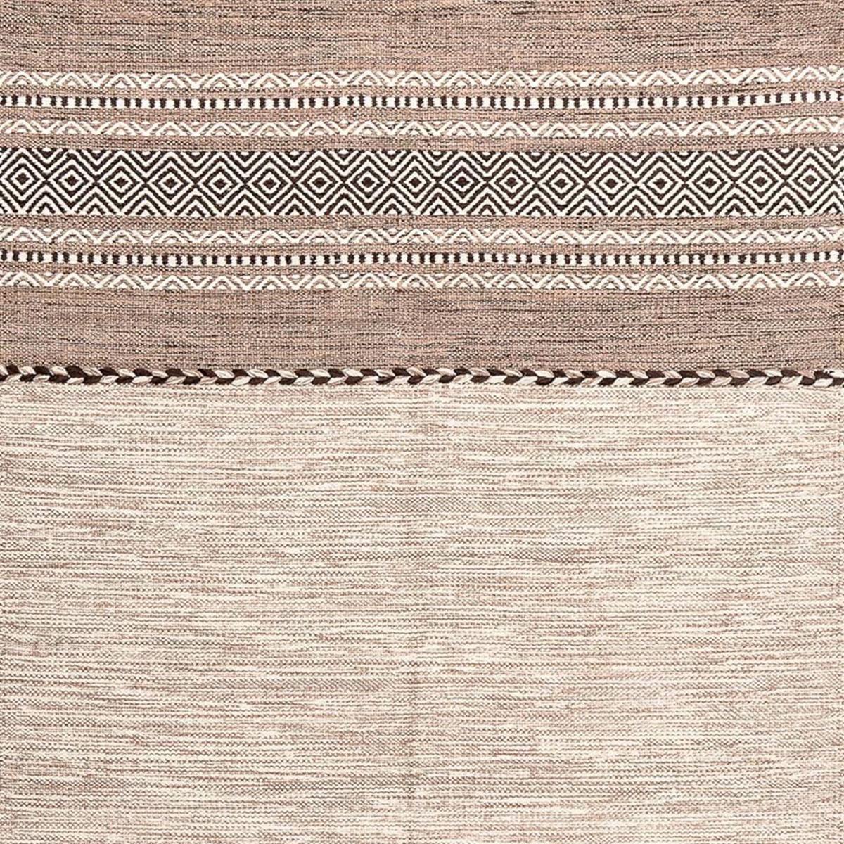 Tapis kilim 200x290 rectangle fait main en coton beige et marron - 4