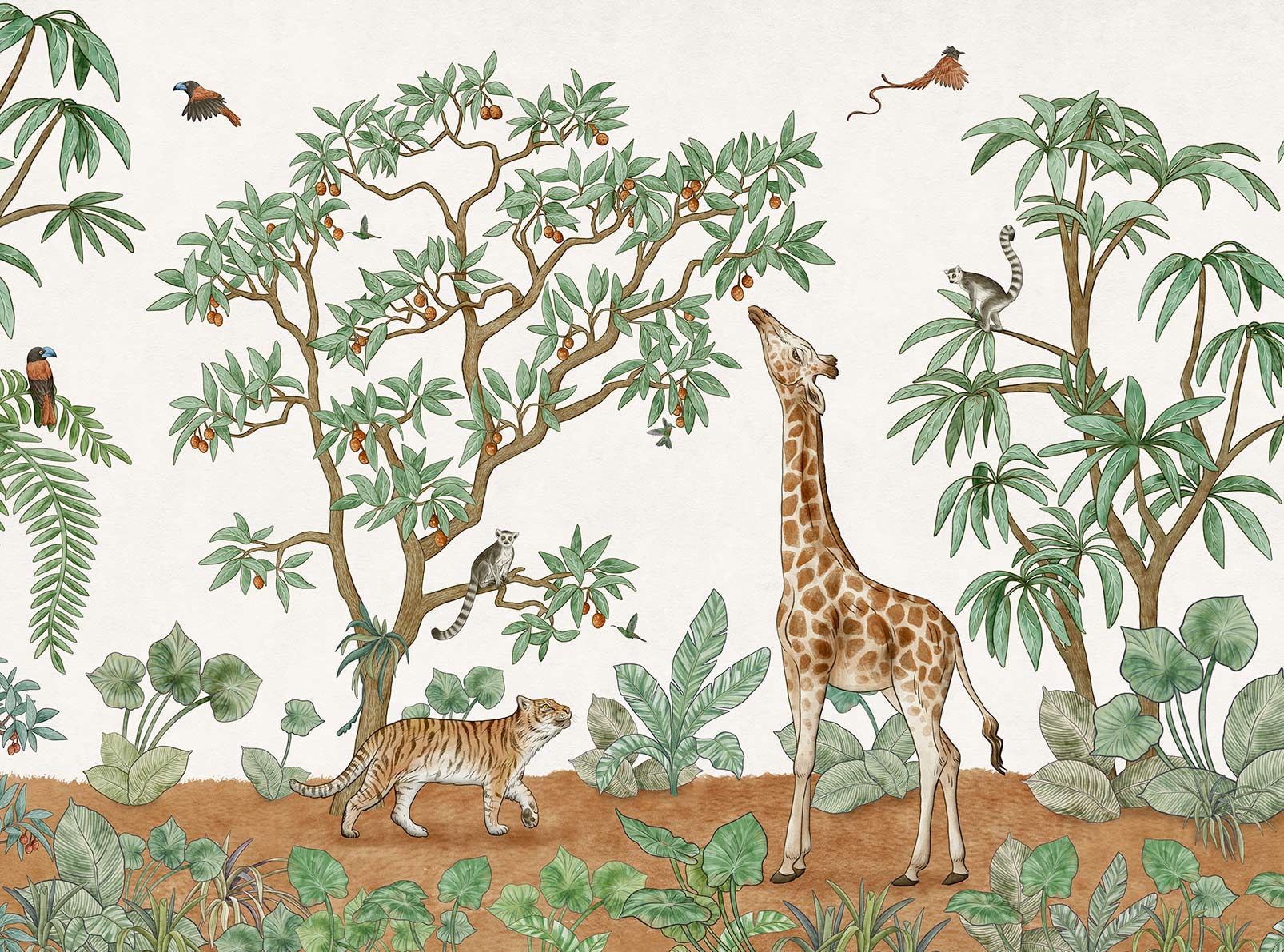 Papier peint panoramique petit dejeuner de girafe - 364x270cm - 2