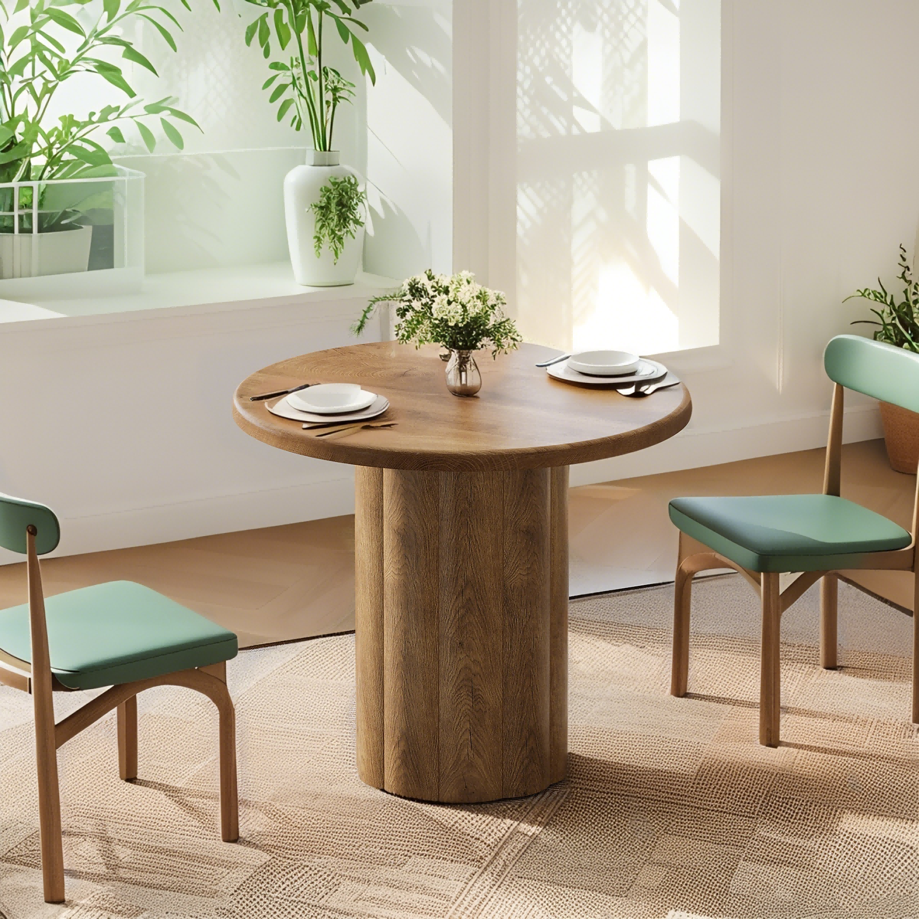 Table à Manger Ronde 80 cm pour 2-4 Personnes, Petite Table de Cuisine ...