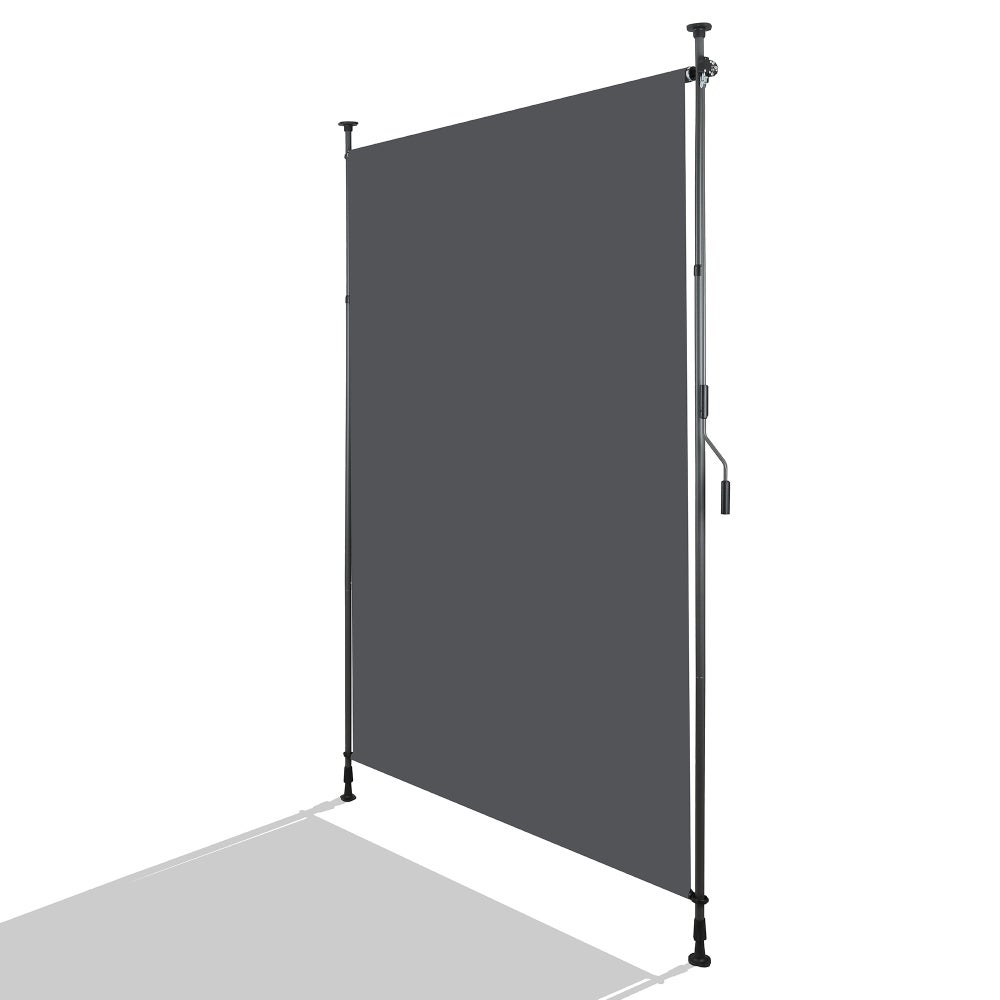 Toldillo vertical exterior 200x270 cm antracita, fijación por presión, manivela, protección solar y viento – para balcón y terraza