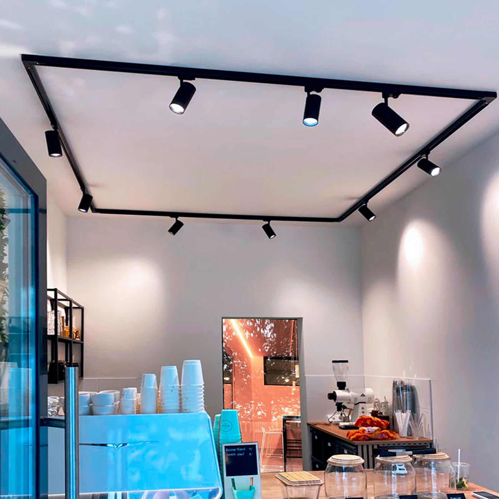 Faretto track binario trifase LED 20W proiettore orientabile luce spot 40 gradi illuminazione negozio vetrine sala espositiva 230V NERO 3000K - 4