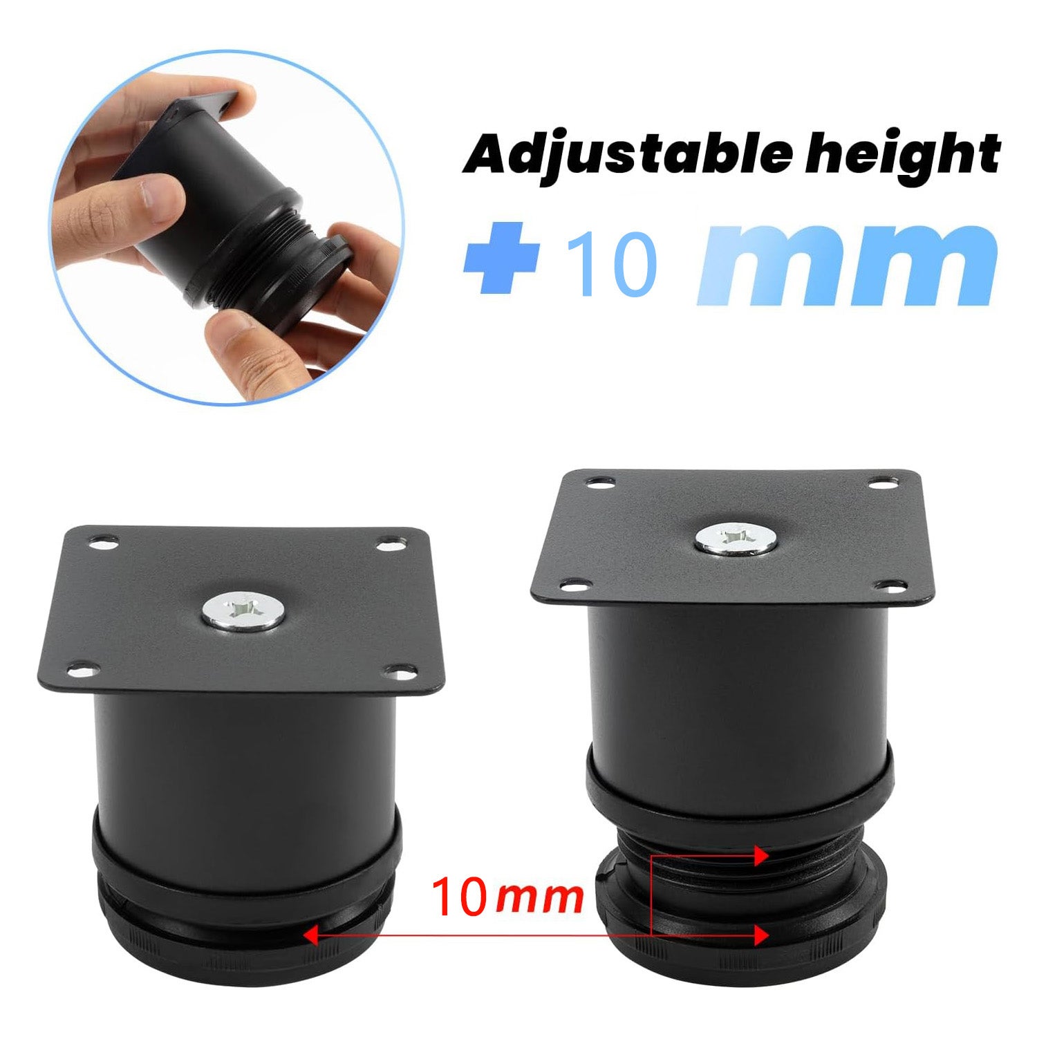 Lot de 4 pieds de meuble, pieds de meuble réglables, pieds de meuble universels de 60 mm, adaptés aux pieds de canapé, pieds de lit, pieds d'armoire - 3