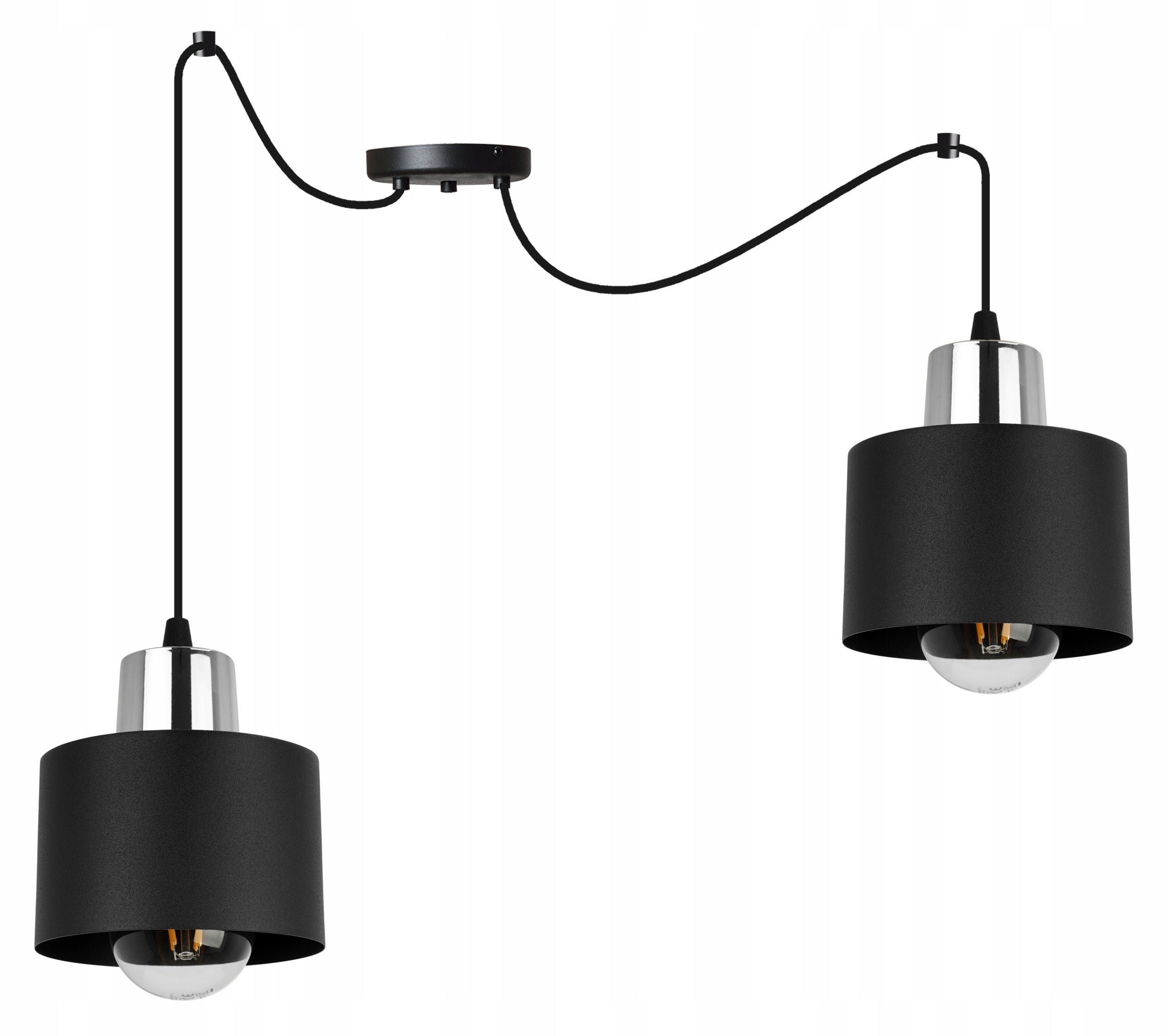Lampa sufitowa wisząca Spider Panta modern 2xE27 abażur walec czarny Light Home LH