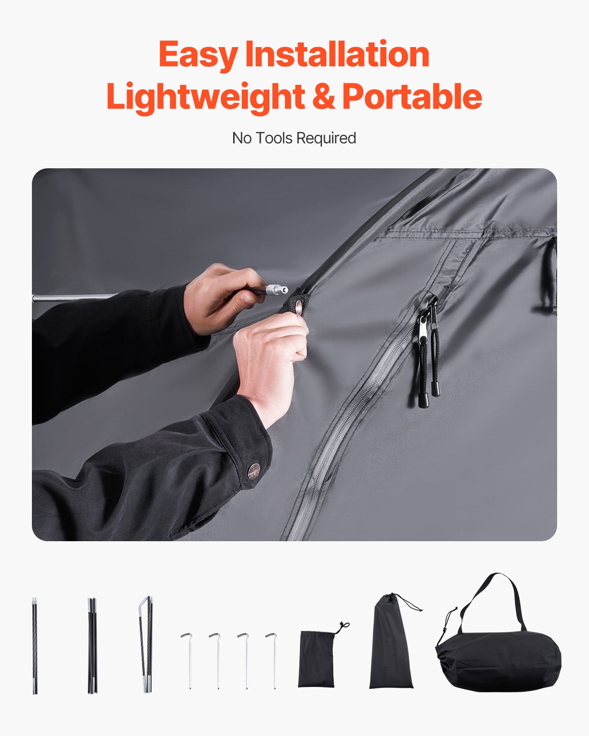 Abri à Vélo pour 4-5 Vélos,VEVOR Tente de Rangement Étanche Forme d'Éventail,Fenêtre Ventilée,Poteaux Fibre de Verre,Double Fermeture ÉclairPorte - 5