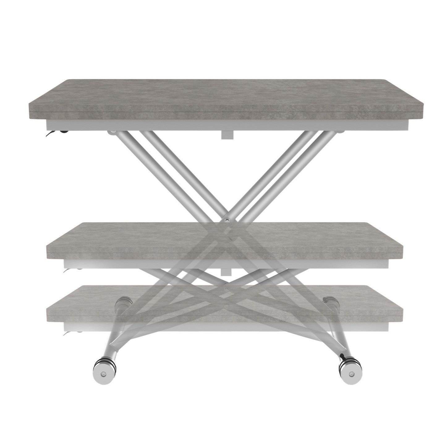 Table basse 2 en 1 relevable en table à manger rectangulaire URBANA 100 cm effet béton pied gris - 3