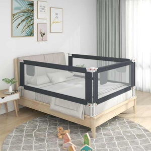 Barrière De Lit Bébé LANTUS Pliable - 1.8 M, Réglable 70-99 Cm, Maille Respirante, Gris, Sécurité Anti-chute