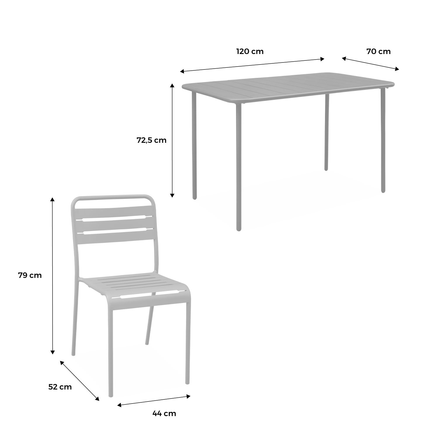 Table de jardin métal + 4 assises kaki en acier. Amelia. 120x70xH72.5cm (12.2kg) AMÉLIA - 9