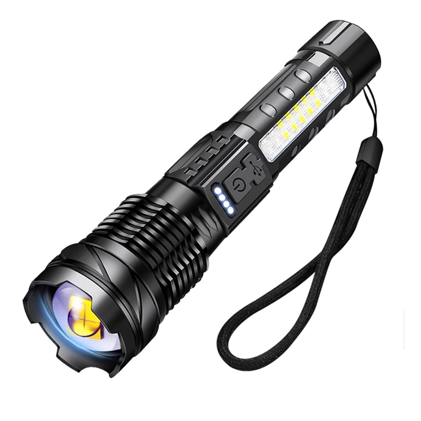 A76 Latarka LED Ultra Mocna 20000 Lumenów Latarka USB Akumulatorowa 7 Trybów Latarka z Klipsem do Kempingu Wędrówek