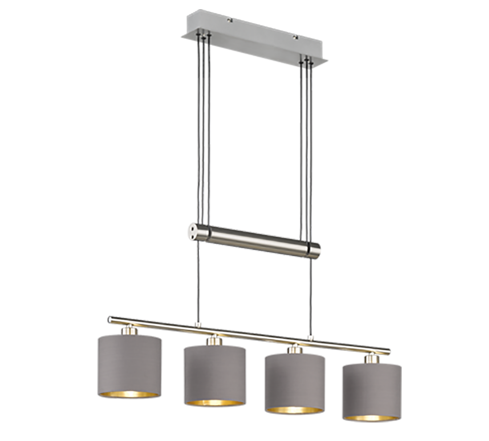Lampa wisząca Garda srebrno-szara 4xE14x28W wym: 150 x 77 x 13,5 cm metal Trio