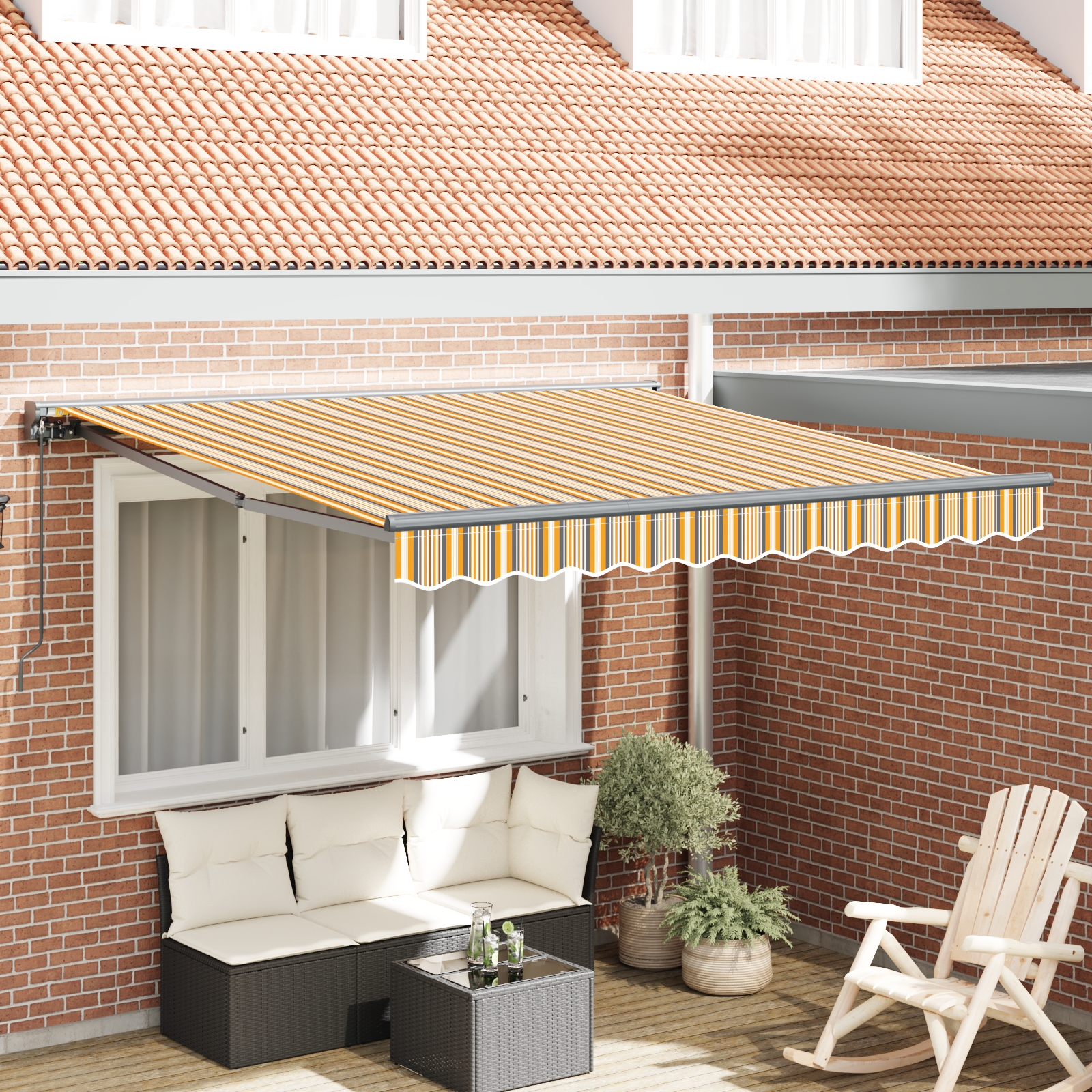 Rama markizy Żółty i Szary 350 x 250 cm Poliester z powłoką PU vidaXL