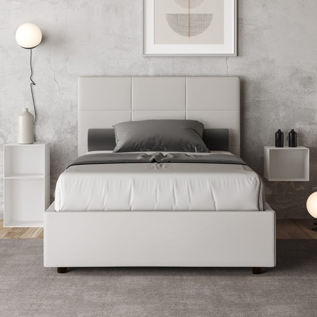 Letto una piazza e mezza contenitore imbottito 120x190 similpelle