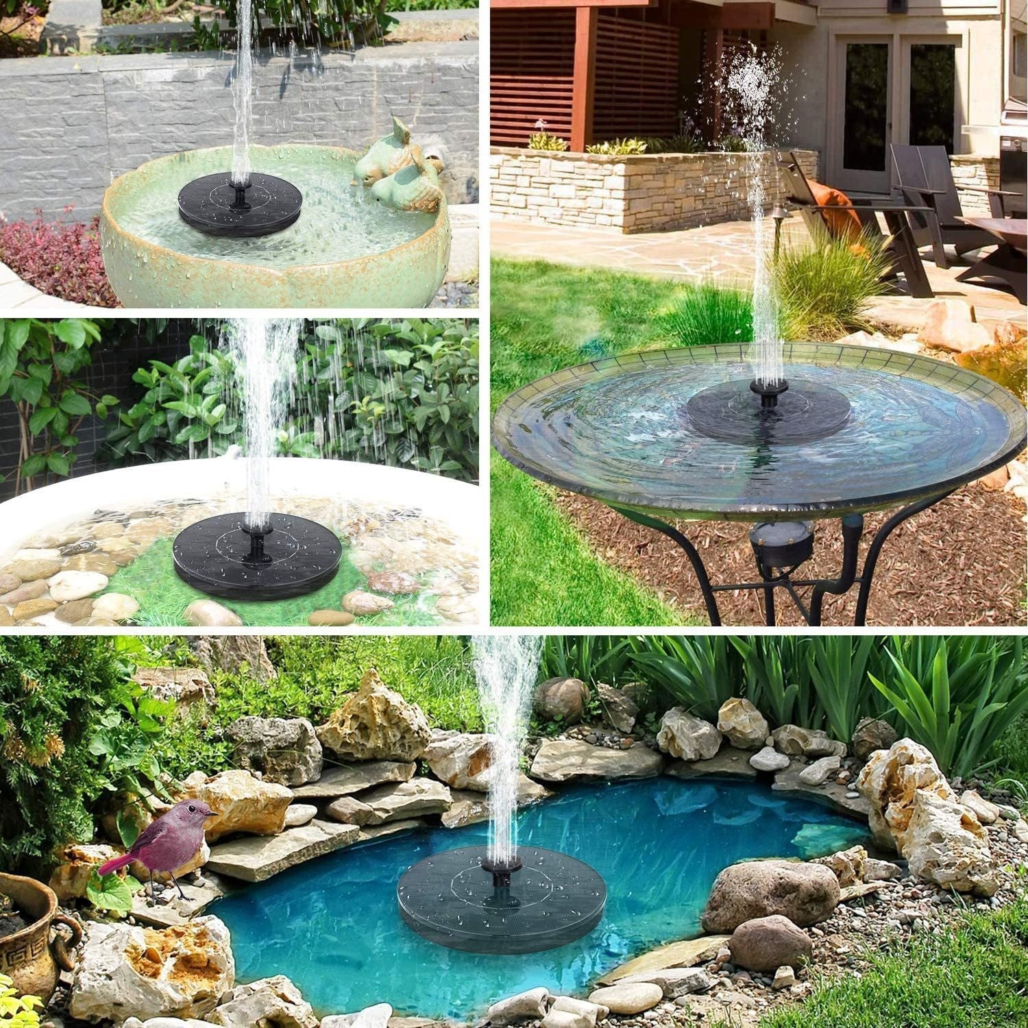 Pompe de fontaine solaire, caractéristiques d'eau à énergie solaire, pompe de bassin solaire flottante pour bain d'oiseaux, piscine et aquarium, 13 cm - 8