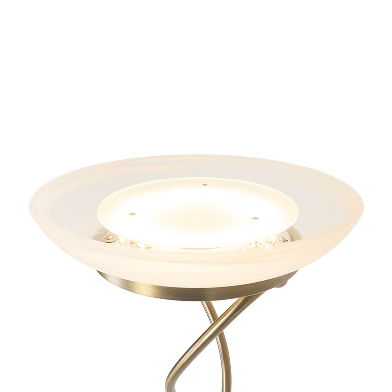 Qazqa moderne lampadaire uplighter avec bras de lecture - Empoli - bronze, led intégrée 30w incluse, Integrated led, 2000k - - 6