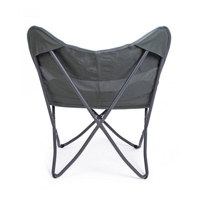 Fauteuil papillon 77,5x81x89 cm en acier et textilène vert foncé - BASTI - 3