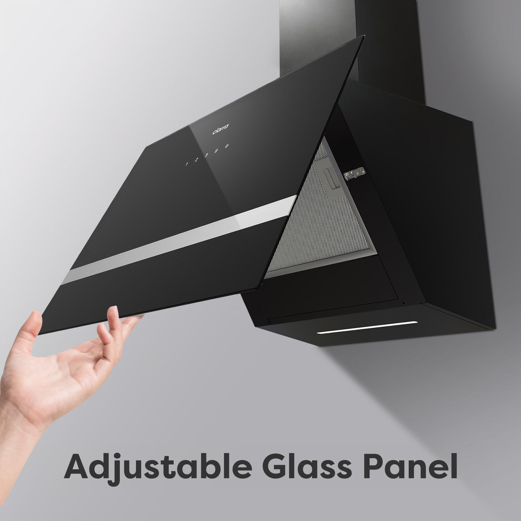 CIARRA Hotte Murale Tactile 60cm 650m³/h APP Contrôle Booster Classe A+++ 4 Vitesses Noir CD6736HB - 3