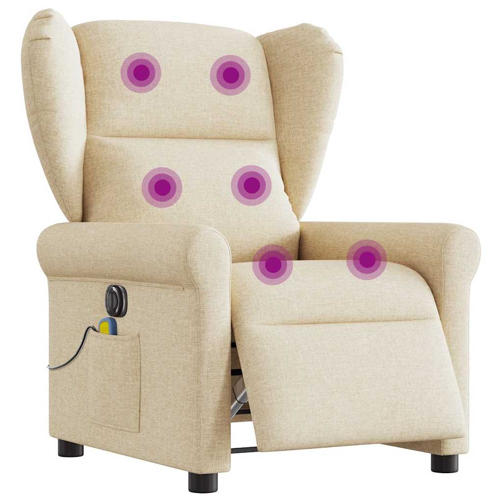 Fauteuil inclinable de massage | Fauteuil de relaxation | Chaise de relaxation électrique crème tissu CFW129224 - 2