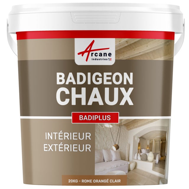 Badigeon à la chaux intérieur extérieur - BADIPLUS - 20 kg (jusqu'à 100 m²) Rome - Terracotta - ARCANE INDUSTRIES