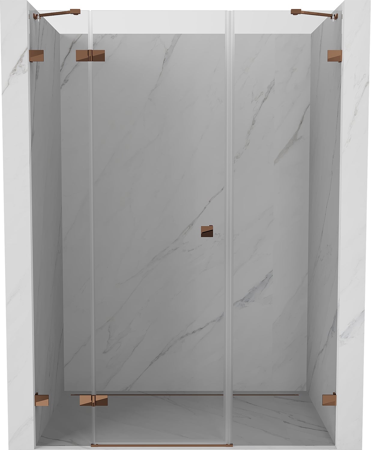 Mexen Lunar drzwi prysznicowe uchylne lewe 150 cm, transparent, różowe złoto - 834S-150-050-60-00-L
