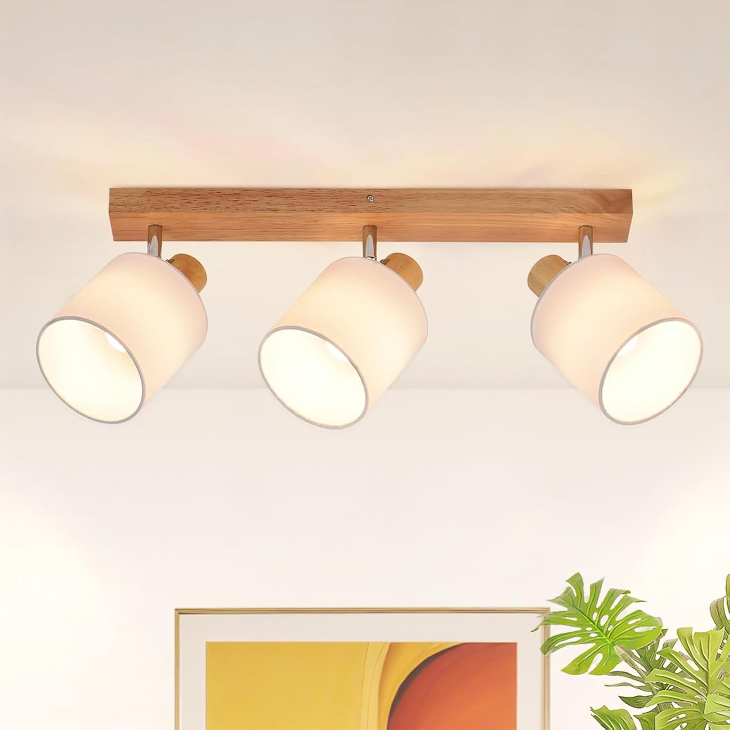 Nettlife Reflektorowa sufitowy 3-punktowy E14, drewniany, obrotowy 350°, Nowoczesny, Max. 25W