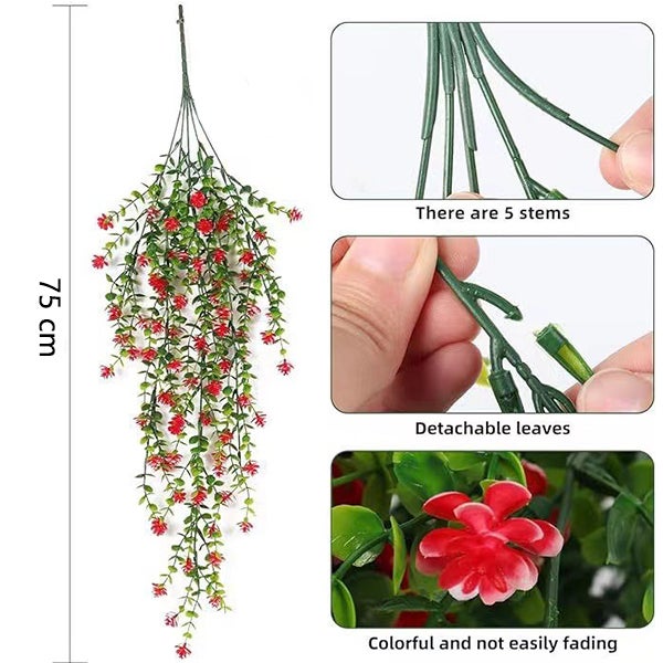 Plantes suspendues artificielles 2 pièces, fleurs artificielles blanches, décoration de lierre artificiel, murs intérieurs et extérieurs - 2